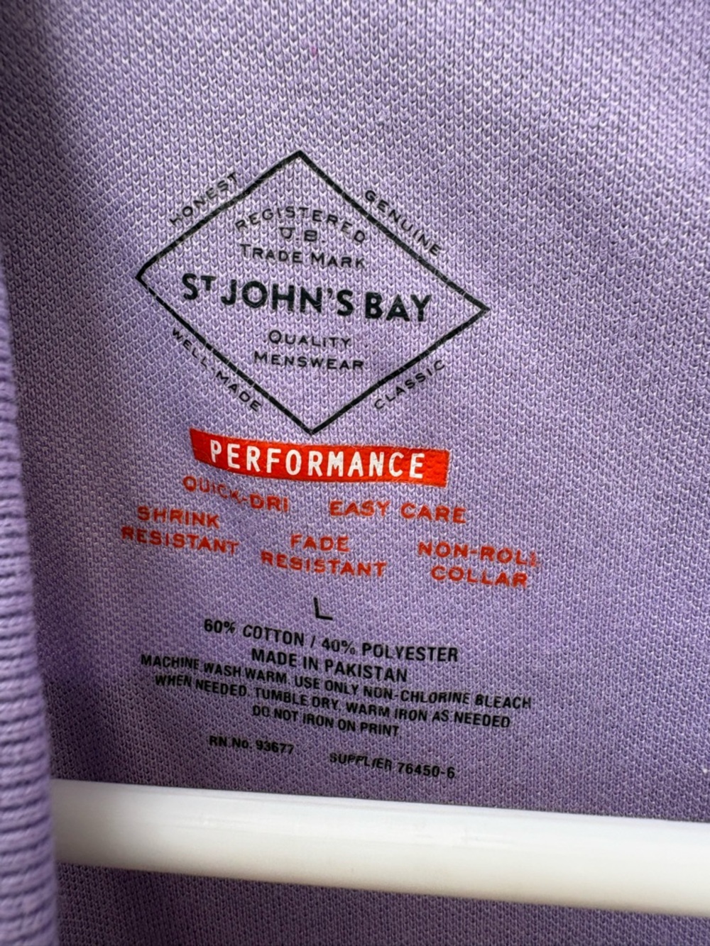 St John’s Bay Purple Polo Shirt Men’s Large Performance Casual - Picture 5 of 5